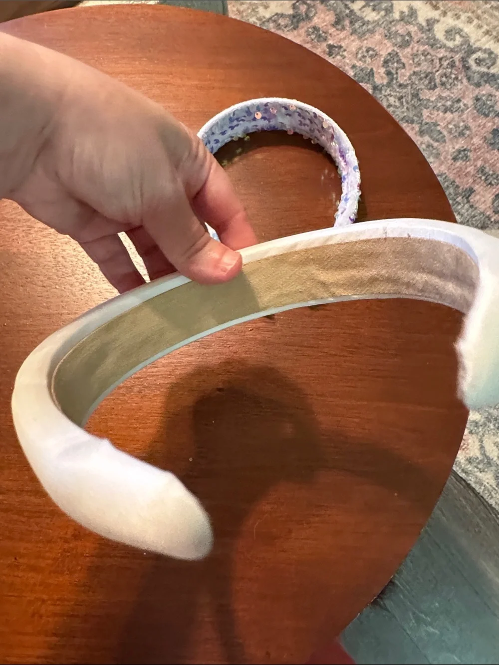 Pair of headbands Ivory Velvet Pearl Button Headband, Sequin Accent Headband